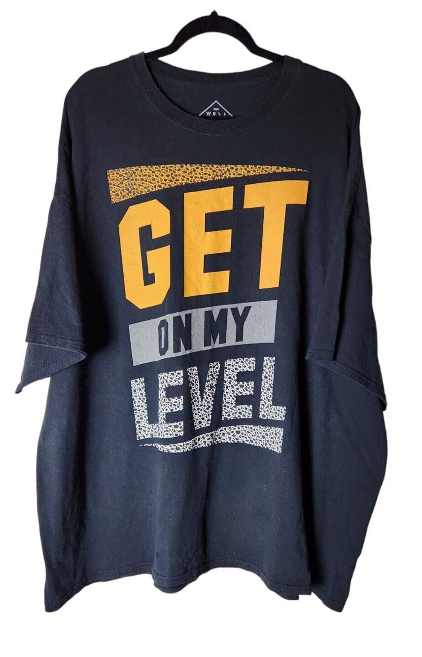 Get On My Level T-Shirt Black Well Worn Los Angeles Graphic Tee Mens Size 4XL